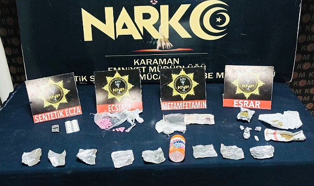 Karaman'da düzenlenen uyuşturucu operasyonunda 3 şüpheli tutuklandı