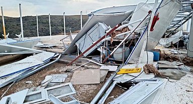 Fırtına şantiyenin yemekhane binasını uçurdu