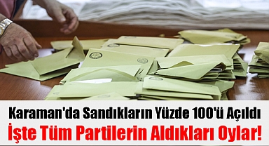 Karaman'da sandıkların yüzde 100'ü açıldı işte tüm partilerin aldıkları oylar!