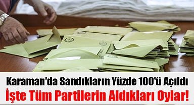 Karaman'da sandıkların yüzde 100'ü açıldı işte tüm partilerin aldıkları oylar!