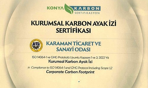 KTSO kurumsal karbon ayak izi sertifikası aldı