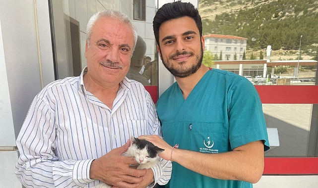 Sağlıkçı, bir kediye ışık oldu