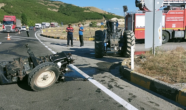Otomobil ile traktörün çarpışması sonucu 1 kişi yaralandı