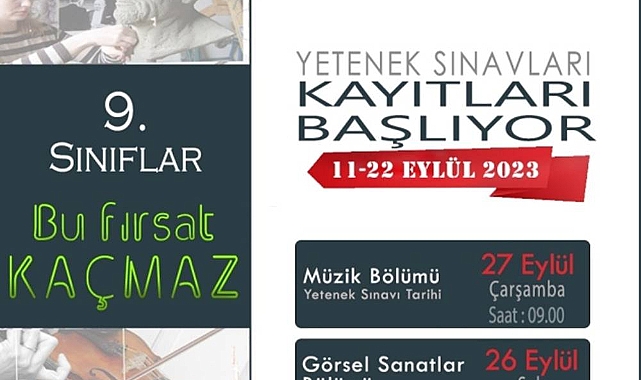 Güzel Sanatlar Lisesi'nde yetenek sınavları kayıtları başlıyor