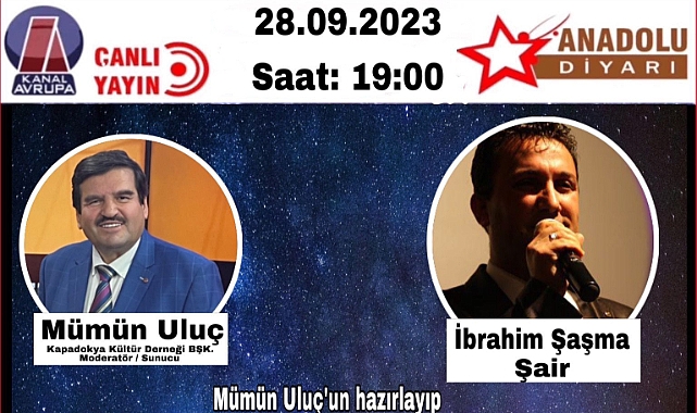 Şair Şaşma Anadolu Diyarı Programına katılacak