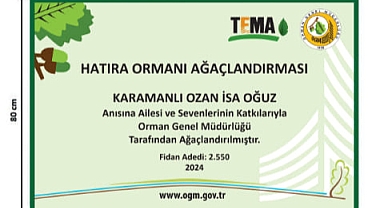 TEMA'nın hatıra ormanına fidan bağışları devam ediyor