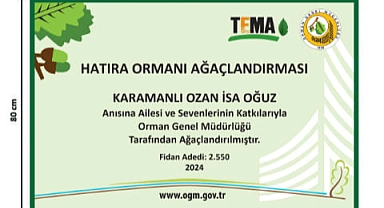 TEMA'nın hatıra ormanına fidan bağışları devam ediyor