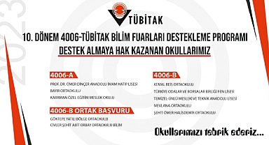 Karaman'da 10 Okul 4006-TÜBİTAK Bilim Fuarı İçin Destek Almaya Hak Kazandı