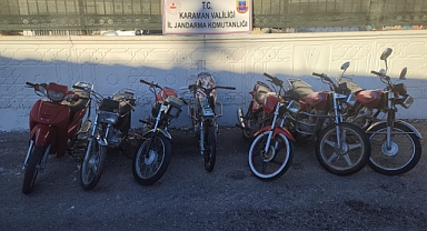 Karaman'da çalıntı motosikletler ele geçirildi