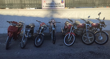 Karaman'da çalıntı motosikletler ele geçirildi