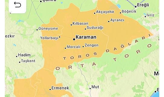 Meteoroloji’den Karaman’a Turuncu Uyarı