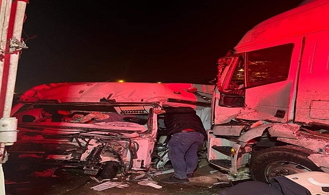 Park halindeki 3 tıra çarpan tırın sürücüsü yaralandı