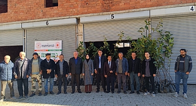 Sarıveliler'de Üreticiye Badem, Zeytin ve Trabzon Hurması Fidanı Dağıtıldı