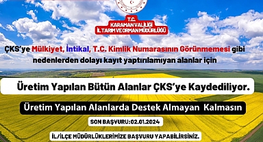 Kayıt yapılamayan araziler ÇKS’ye kaydedilebilecek