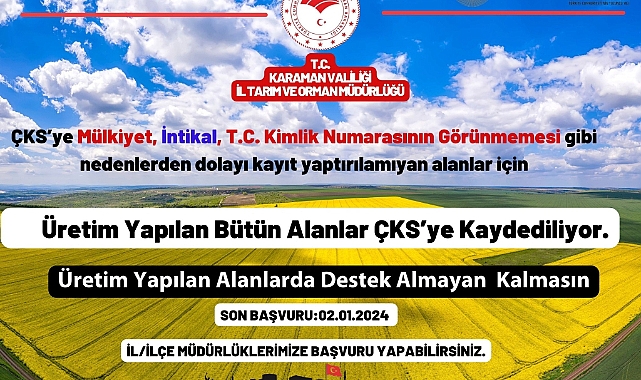 Kayıt yapılamayan araziler ÇKS’ye kaydedilebilecek