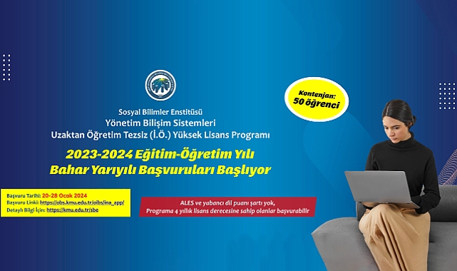 KMÜ’de Uzaktan Öğretim Tezsiz Yüksek Lisans İmkânı 