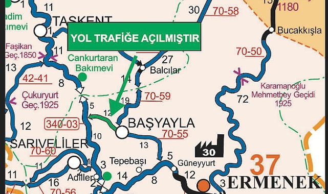 Başyayla-Yörükpazarı yolu trafiğe açıldı