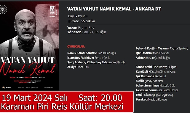 Ankara Devlet Tiyatroları Karaman’da Sahne Alacak