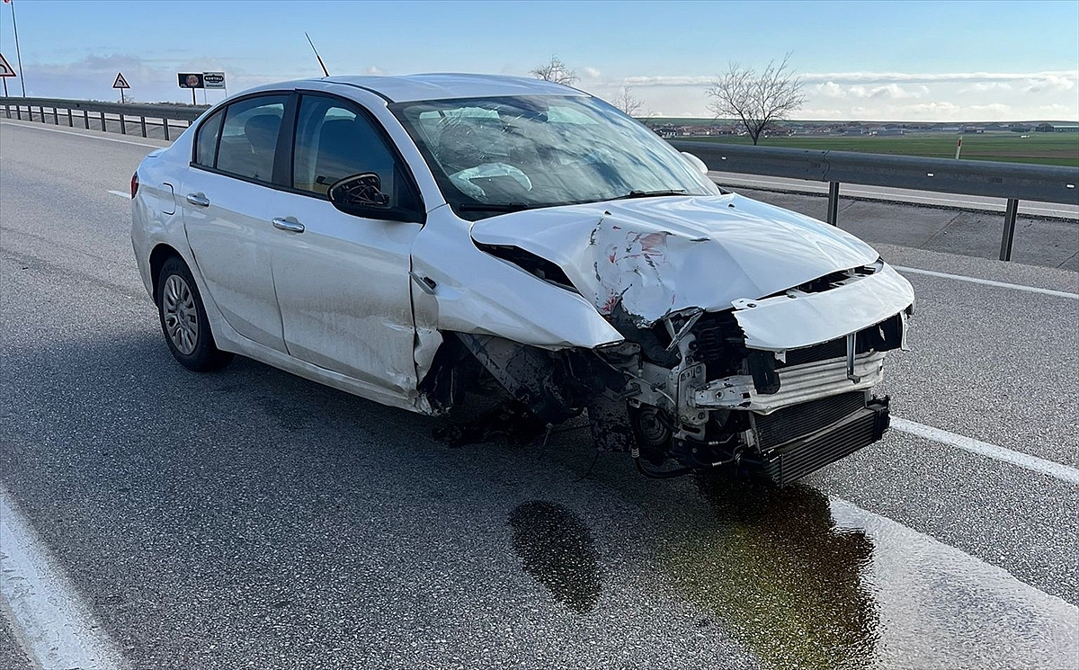 Bariyerlere çarpan otomobilin sürücüsü yaralandı