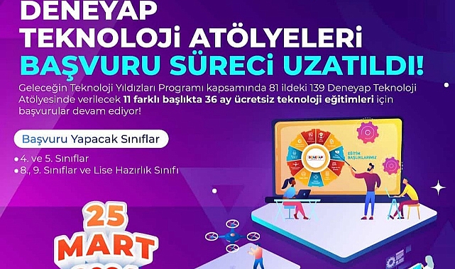 Deneyap Atölyeleri İçin Son Başvuru 25 Mart