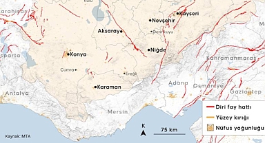 İşte Karaman'daki diri fay hatları