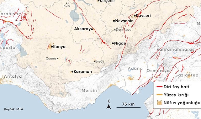 İşte Karaman'daki diri fay hatları