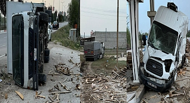 Karaman'da tır akaryakıt istasyonuna daldı iki kamyonete zarar verdi