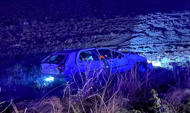 Şarampole devrilen otomobilin sürücüsü öldü