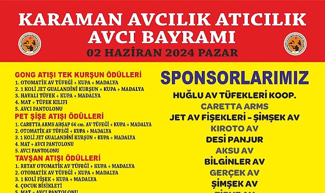 Karaman'da Avcılık Atıcılık Avcı Bayramı düzenlenecek