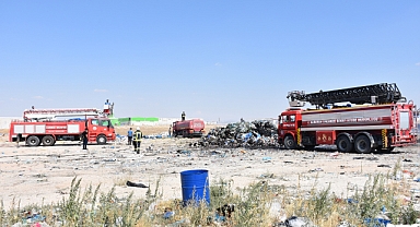 Karaman'da geri dönüşüm tesisinde çıkan yangın söndürüldü