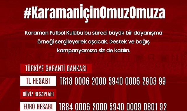 Karaman FK bağış kampanyasını durdurdu. Yapılan bağışlar iade edilecek