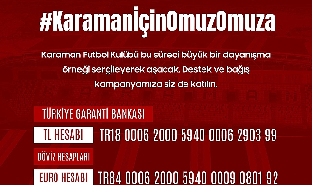 Karaman FK Yönetimi Bağış Kampanyası Başlattı