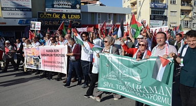 Karaman'da yüzlerce kişi Gazze için yürüdü