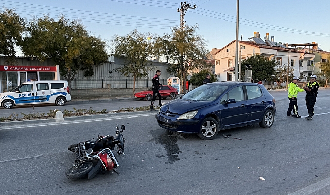 Karaman'da otomobille çarpışan elektrikli bisiklet sürücüsü yaralandı