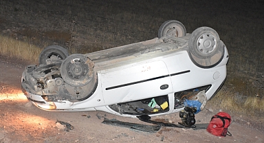 Karaman'da takla atan otomobildeki 2 kişi yaralandı