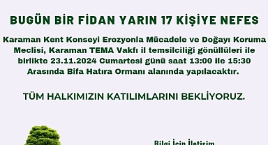 Karaman Kent Konseyi'nden Fidan Dikimine Davet