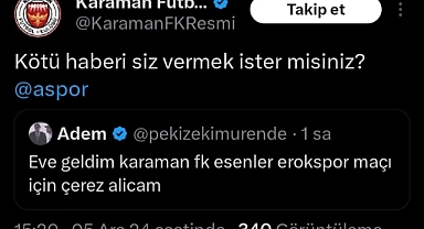 Karaman FK'dan A Spor'a gönderme