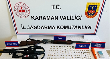 Karaman’da çok sayıda sikke ele geçirildi