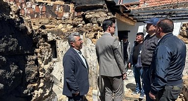 Kaymakam İlkay, evi yanan vatandaşı ziyaret etti