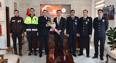 Polis ve Emektarlarından Kaymakam Yamakoğlu'na ziyaret