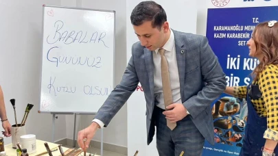 Kaymakam Yamakoğlu, gençlerle ebru hat sanatı yaptı