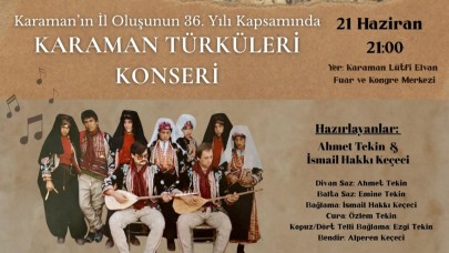 Karaman Türküleri Konserine Davet