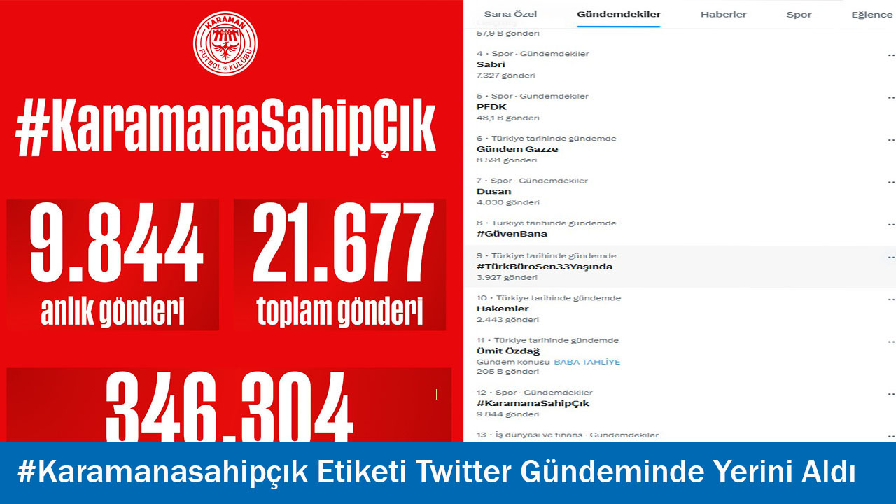 #Karamanasahipçık Etiketi Twitter Gündeminde Yerini Aldı