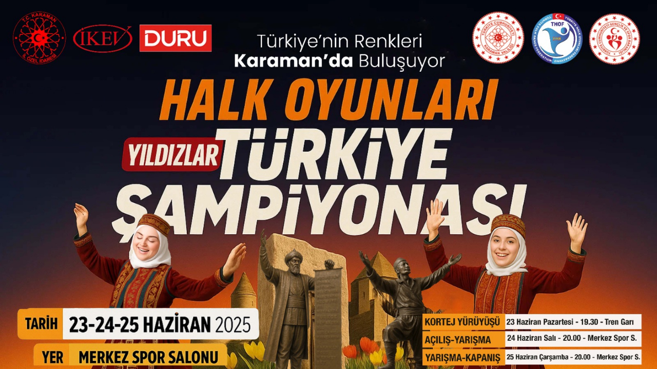 Karaman, Halk Oyunları Yıldızlar Türkiye Şampiyonası’na Ev Sahipliği Yapacak
