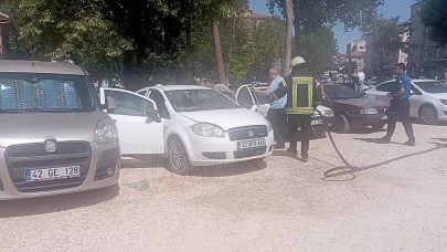Karaman'da araç yangını büyümeden söndürüldü