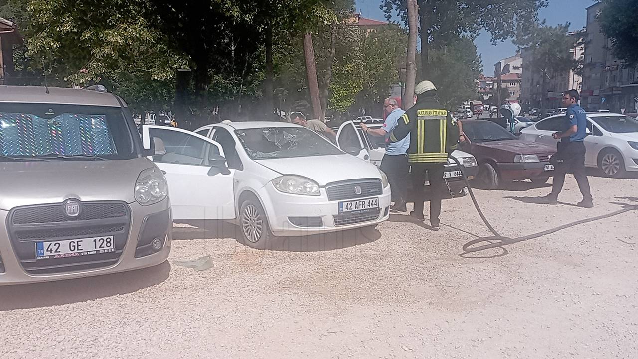 Karaman'da araç yangını büyümeden söndürüldü