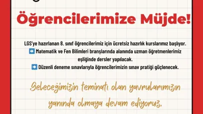 8. Sınıf Öğrencileri İçin Ücretsiz Hazırlık Kursları Başlıyor