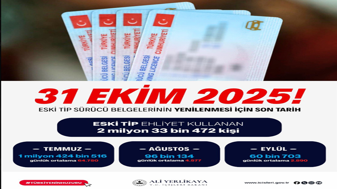 Eski Tip Sürücü Belgelerinin Yenilenmesi 31 Ekim 2025 Tarihinde Sona Erecek