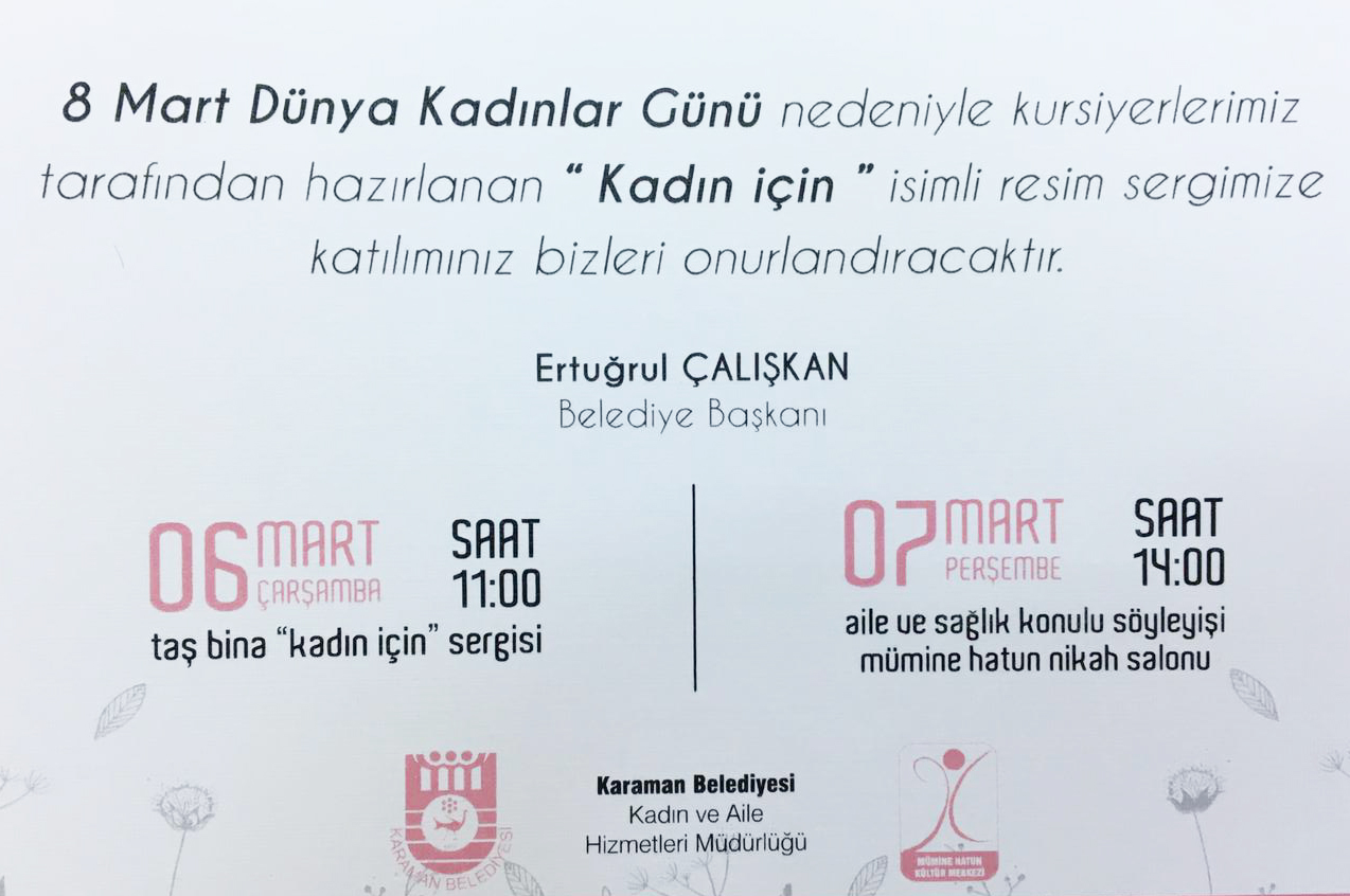 Karaman Belediyesi’nden 8 Mart Kadınlar Günü programı