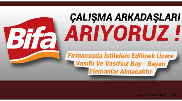 BİFA BİSKÜVİ VE GIDA SAN. A.Ş PERSONEL İLANI